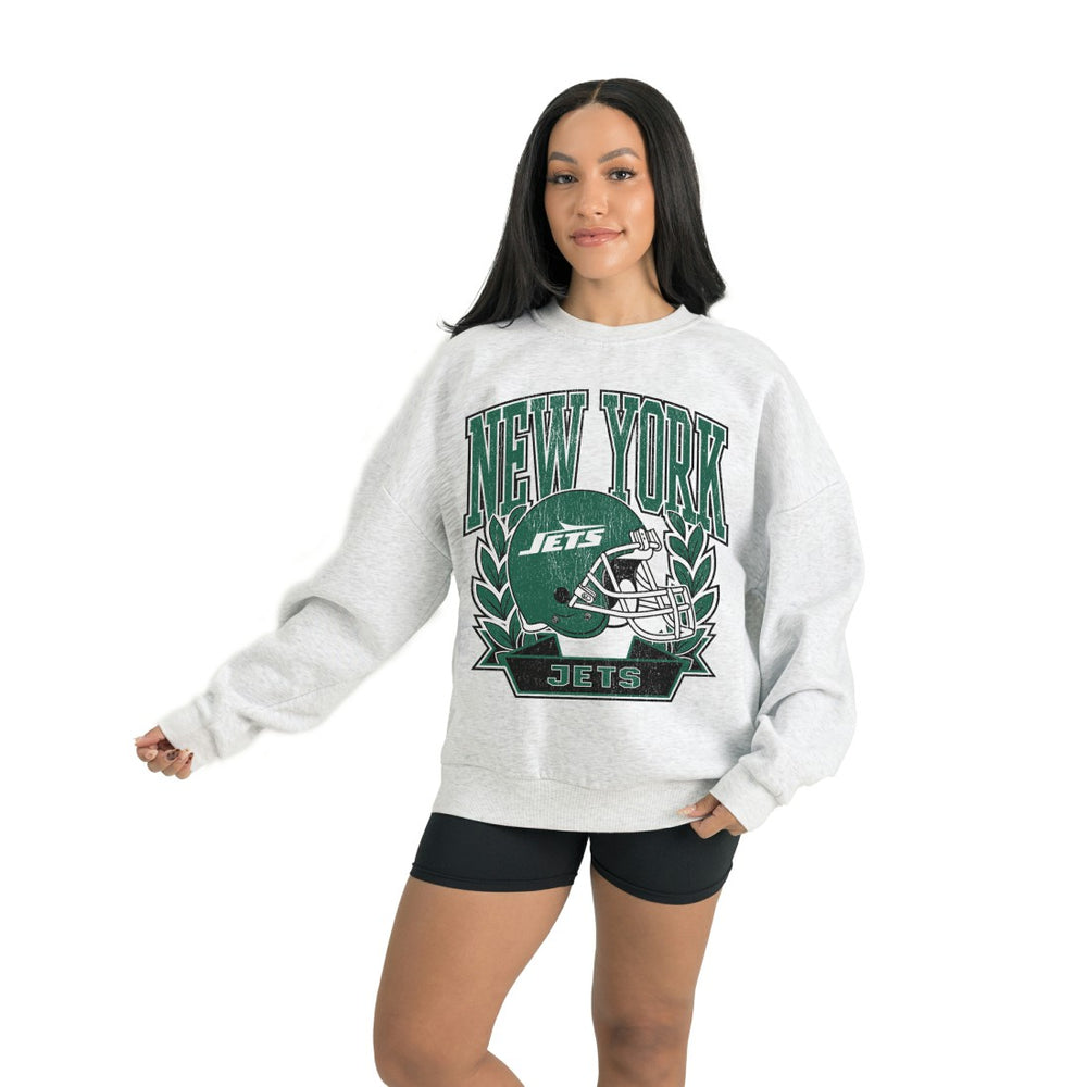 New York Jets Gameday Couture Women's Heritage Premium Fleece Pullover Sweatshirt - Gray discount
