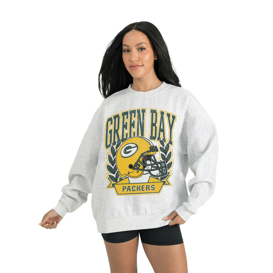 Green Bay Packers Gameday Couture Women's Heritage Premium Fleece Pullover Sweatshirt - Gray for sale