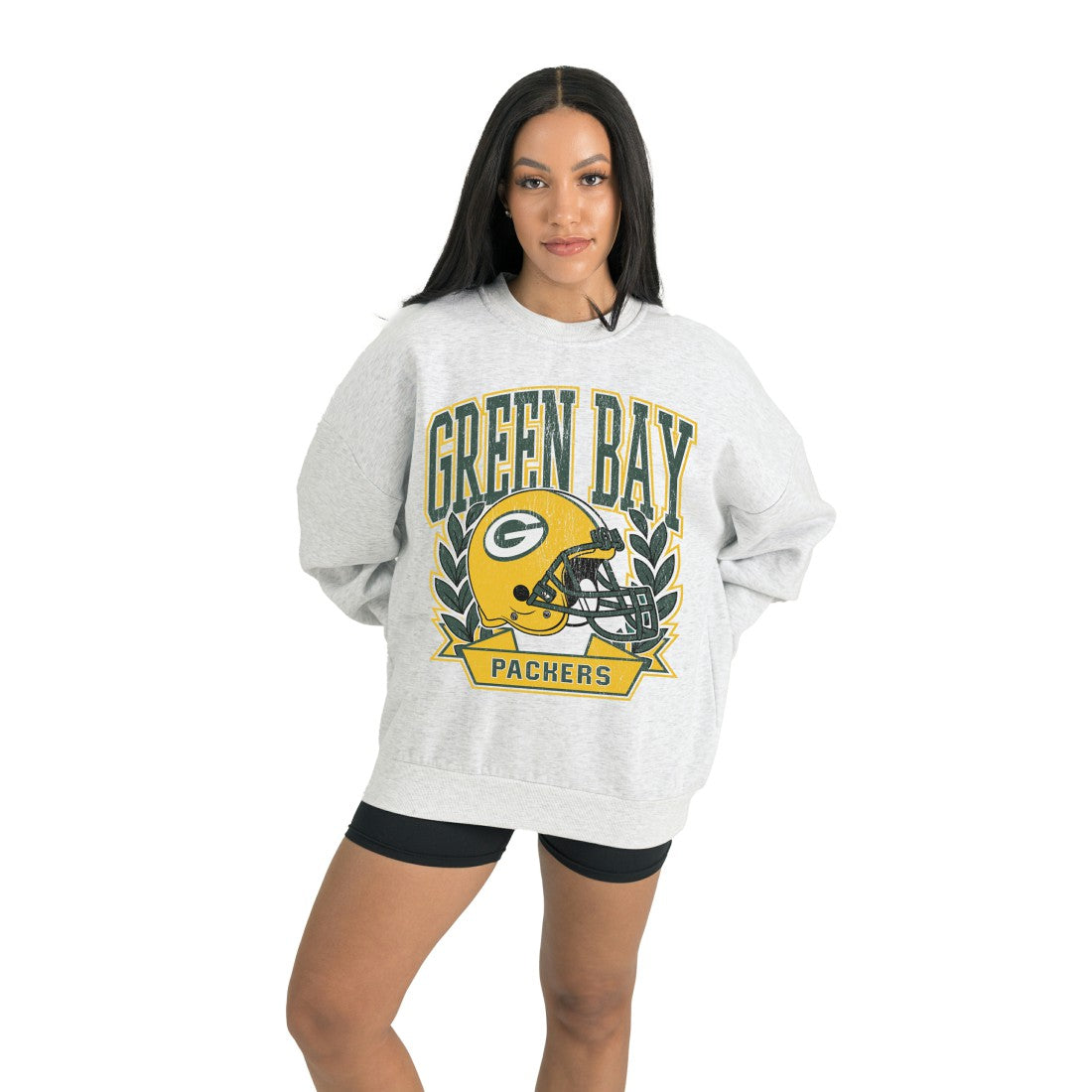 Green Bay Packers Gameday Couture Women's Heritage Premium Fleece Pullover Sweatshirt - Gray for sale