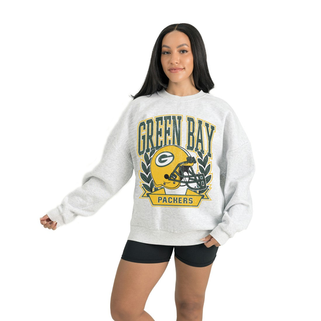 Green Bay Packers Gameday Couture Women's Heritage Premium Fleece Pullover Sweatshirt - Gray for sale