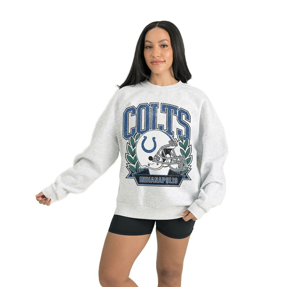 Indianapolis Colts Gameday Couture Women's Heritage Premium Fleece Pullover Sweatshirt - Gray on sale