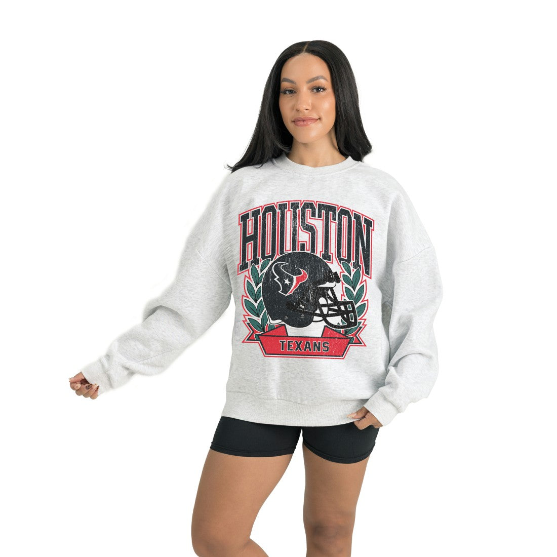 Houston Texans Gameday Couture Women's Heritage Premium Fleece Pullover Sweatshirt - Gray for sale