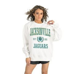 Jacksonville Jaguars Gameday Couture Women's Timeless Triumph Premium Fleece Pullover Sweatshirt - White online