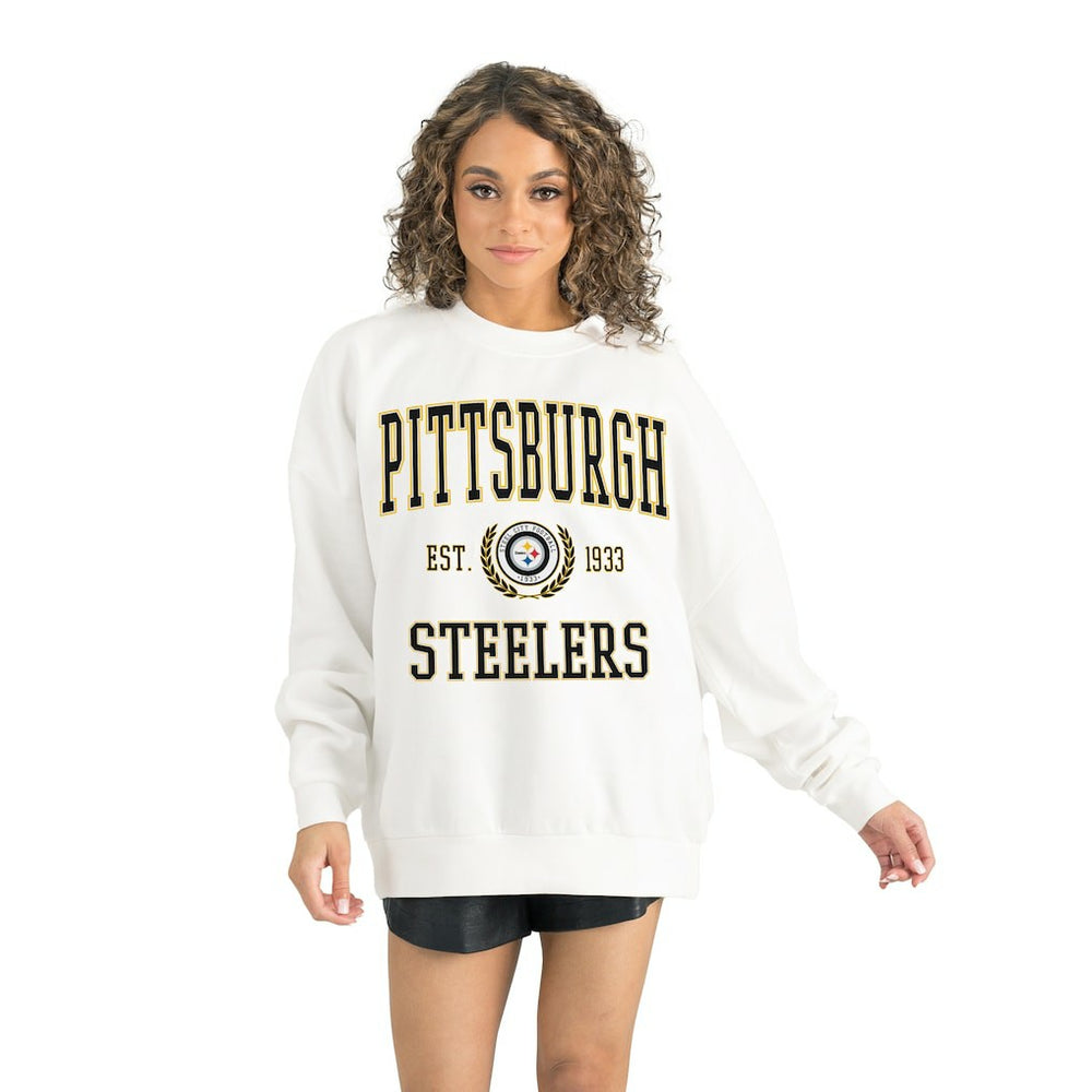 Pittsburgh Steelers Gameday Couture Women's Timeless Triumph Premium Fleece Pullover Sweatshirt - White cheap