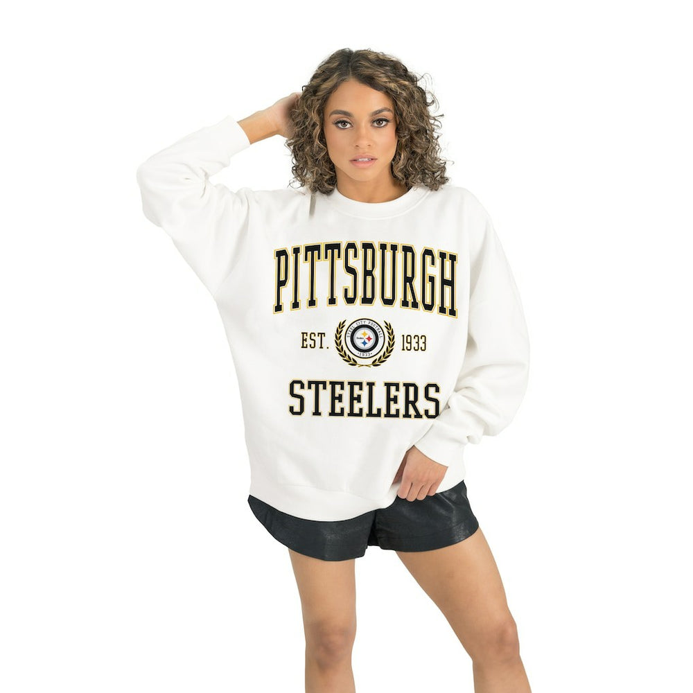 Pittsburgh Steelers Gameday Couture Women's Timeless Triumph Premium Fleece Pullover Sweatshirt - White cheap