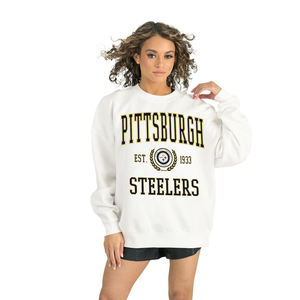 Pittsburgh Steelers Gameday Couture Women's Timeless Triumph Premium Fleece Pullover Sweatshirt - White cheap