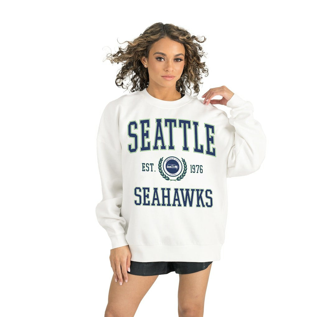Seattle Seahawks Gameday Couture Women's Timeless Triumph Premium Fleece Pullover Sweatshirt - White sale