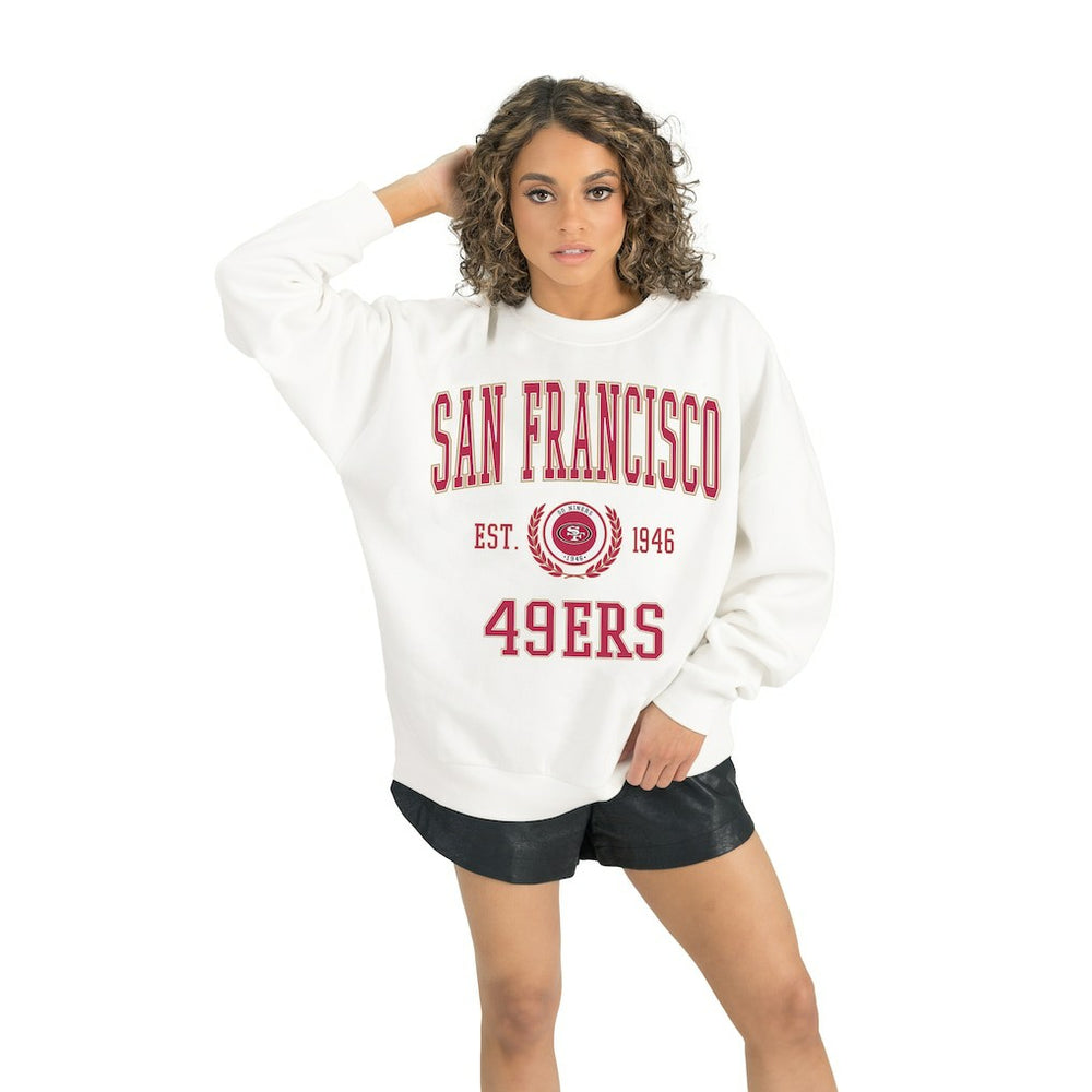 San Francisco 49ers Gameday Couture Women's Timeless Triumph Premium Fleece Pullover Sweatshirt - White sale