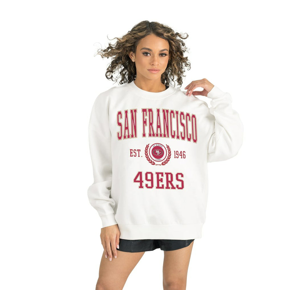 San Francisco 49ers Gameday Couture Women's Timeless Triumph Premium Fleece Pullover Sweatshirt - White sale