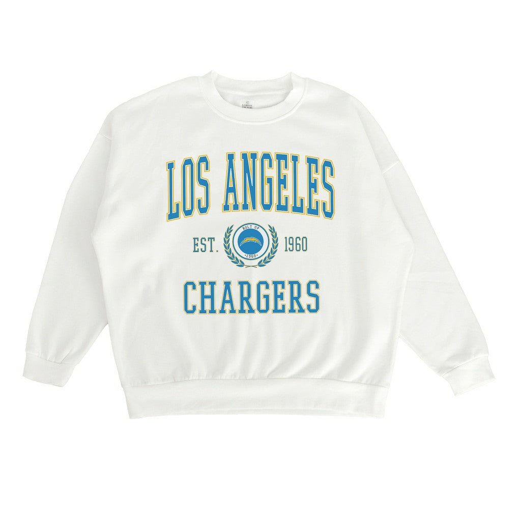 Los Angeles Chargers Gameday Couture Women's Timeless Triumph Premium Fleece Pullover Sweatshirt - White online