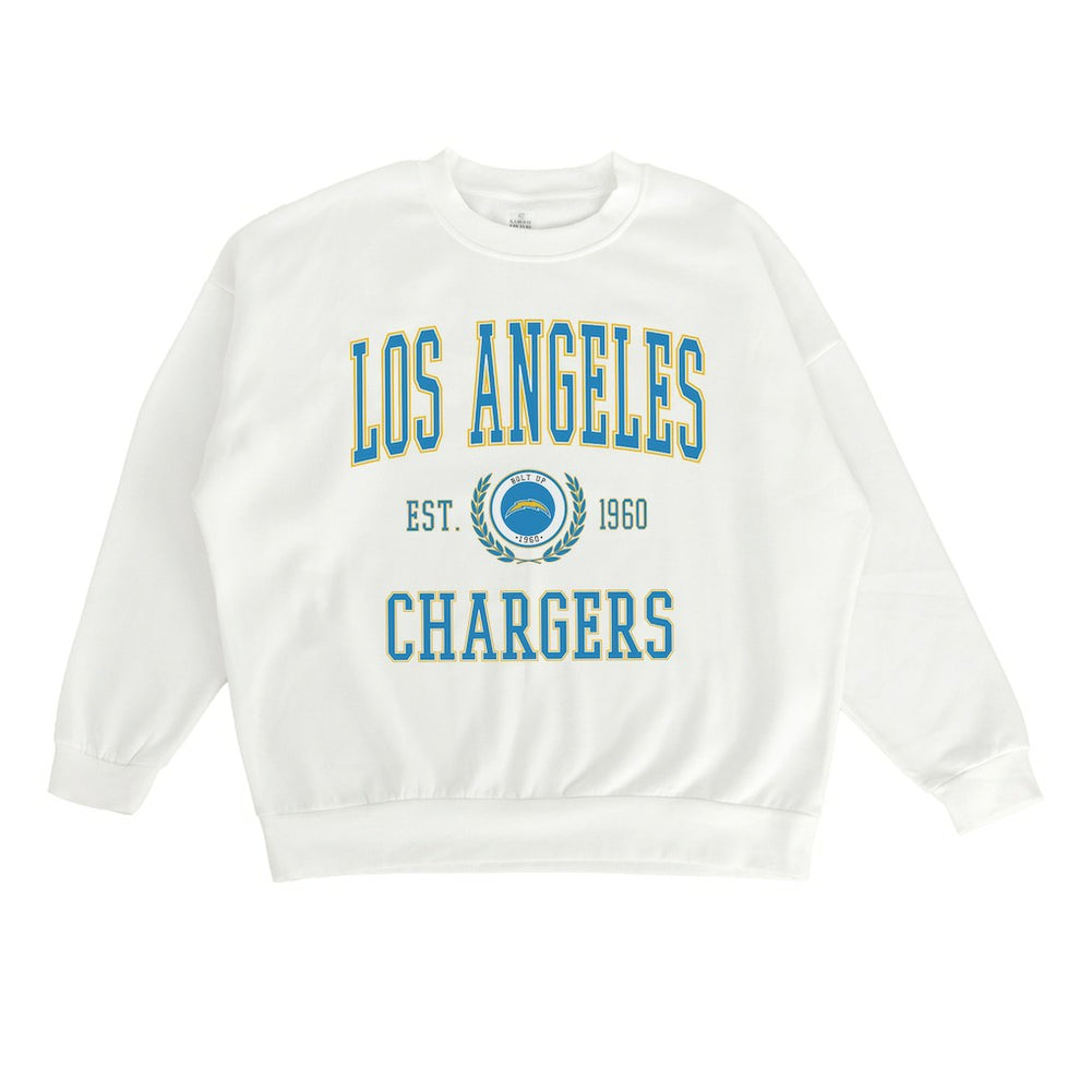 Los Angeles Chargers Gameday Couture Women's Timeless Triumph Premium Fleece Pullover Sweatshirt - White online