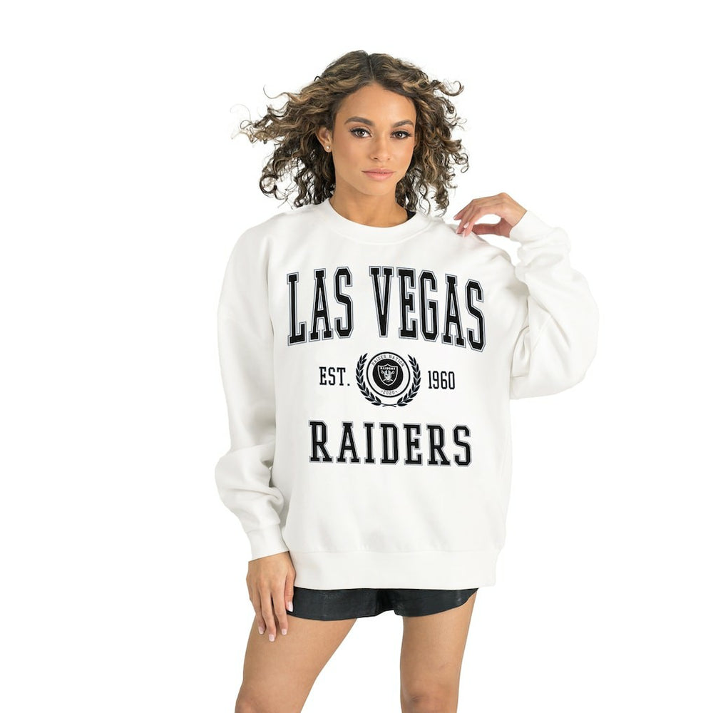 Las Vegas Raiders Gameday Couture Women's Timeless Triumph Premium Fleece Pullover Sweatshirt - White cheap