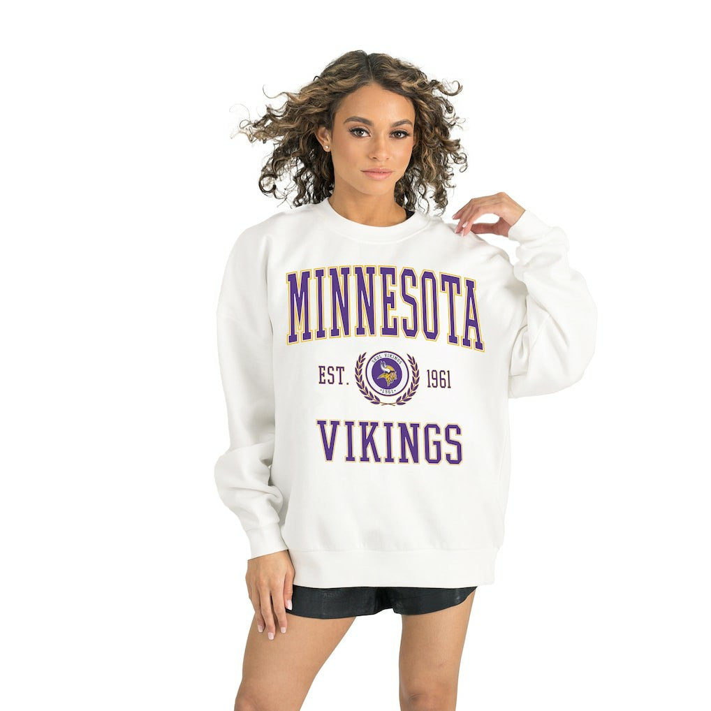 Minnesota Vikings Gameday Couture Women's Timeless Triumph Premium Fleece Pullover Sweatshirt - White sale