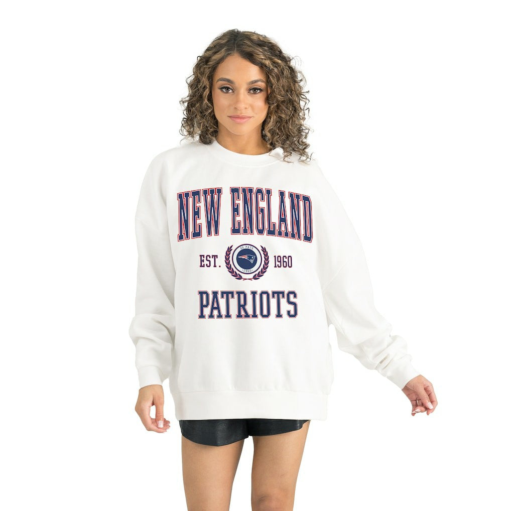 New England Patriots Gameday Couture Women's Timeless Triumph Premium Fleece Pullover Sweatshirt - White outlet