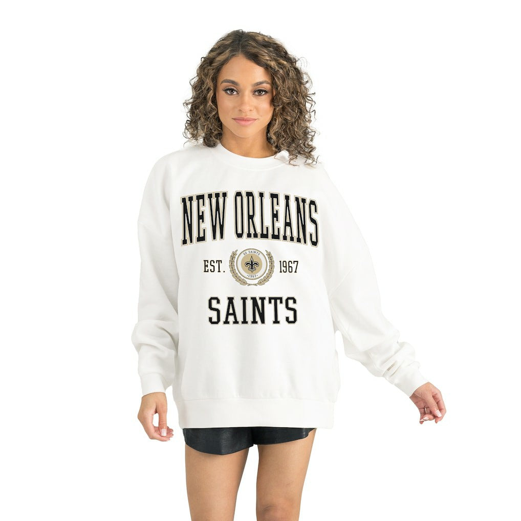 New Orleans Saints Gameday Couture Women's Timeless Triumph Premium Fleece Pullover Sweatshirt - White online