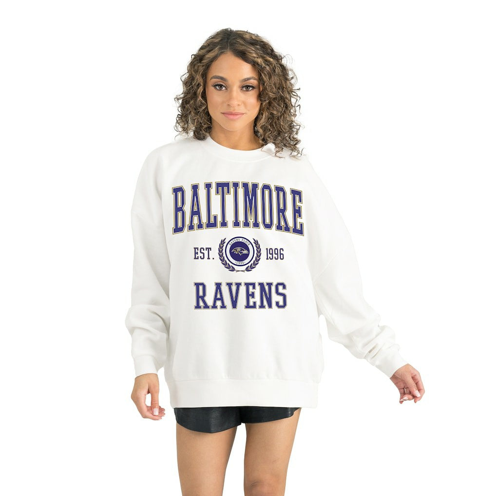 Baltimore Ravens Gameday Couture Women's Timeless Triumph Premium Fleece Pullover Sweatshirt - White outlet