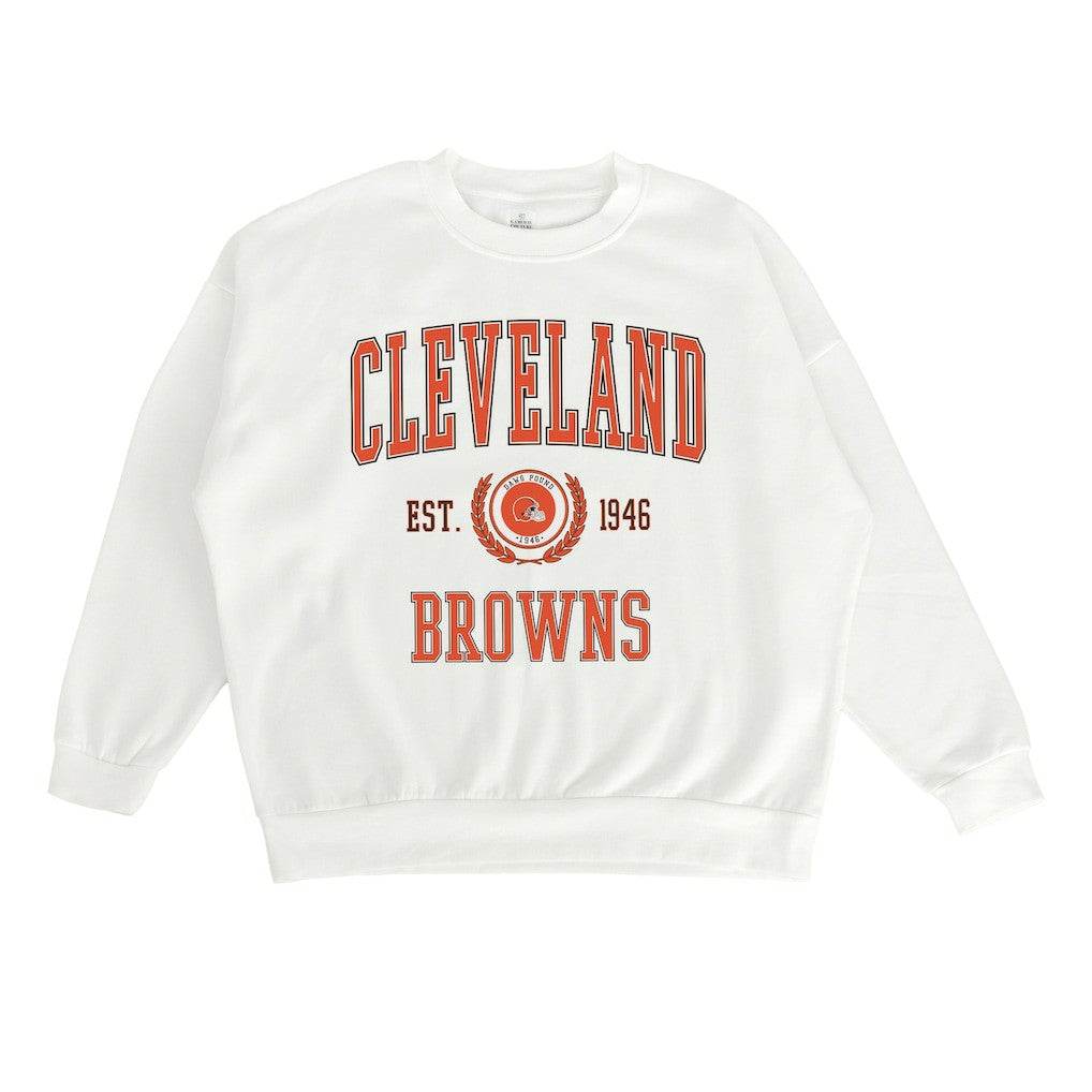 Cleveland Browns Gameday Couture Women's Timeless Triumph Premium Fleece Pullover Sweatshirt - White for sale