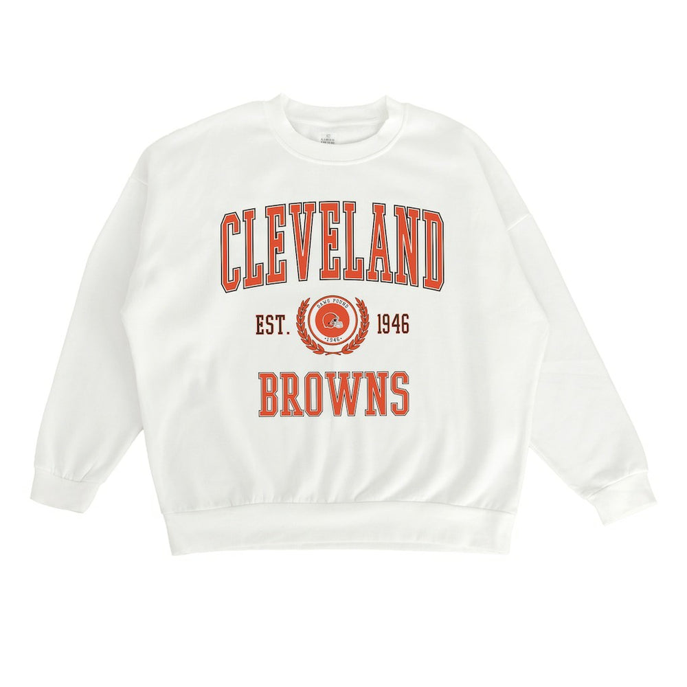 Cleveland Browns Gameday Couture Women's Timeless Triumph Premium Fleece Pullover Sweatshirt - White for sale