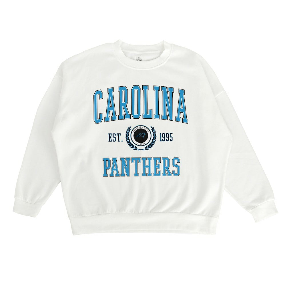 Carolina Panthers Gameday Couture Women's Timeless Triumph Premium Fleece Pullover Sweatshirt - White for sale