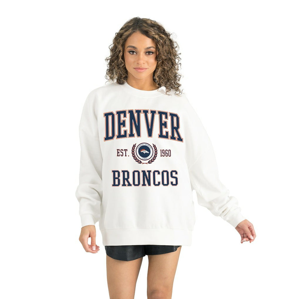 Denver Broncos Gameday Couture Women's Timeless Triumph Premium Fleece Pullover Sweatshirt - White cheap