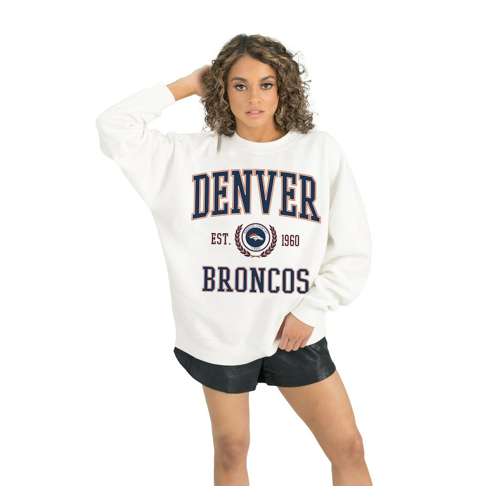 Denver Broncos Gameday Couture Women's Timeless Triumph Premium Fleece Pullover Sweatshirt - White cheap