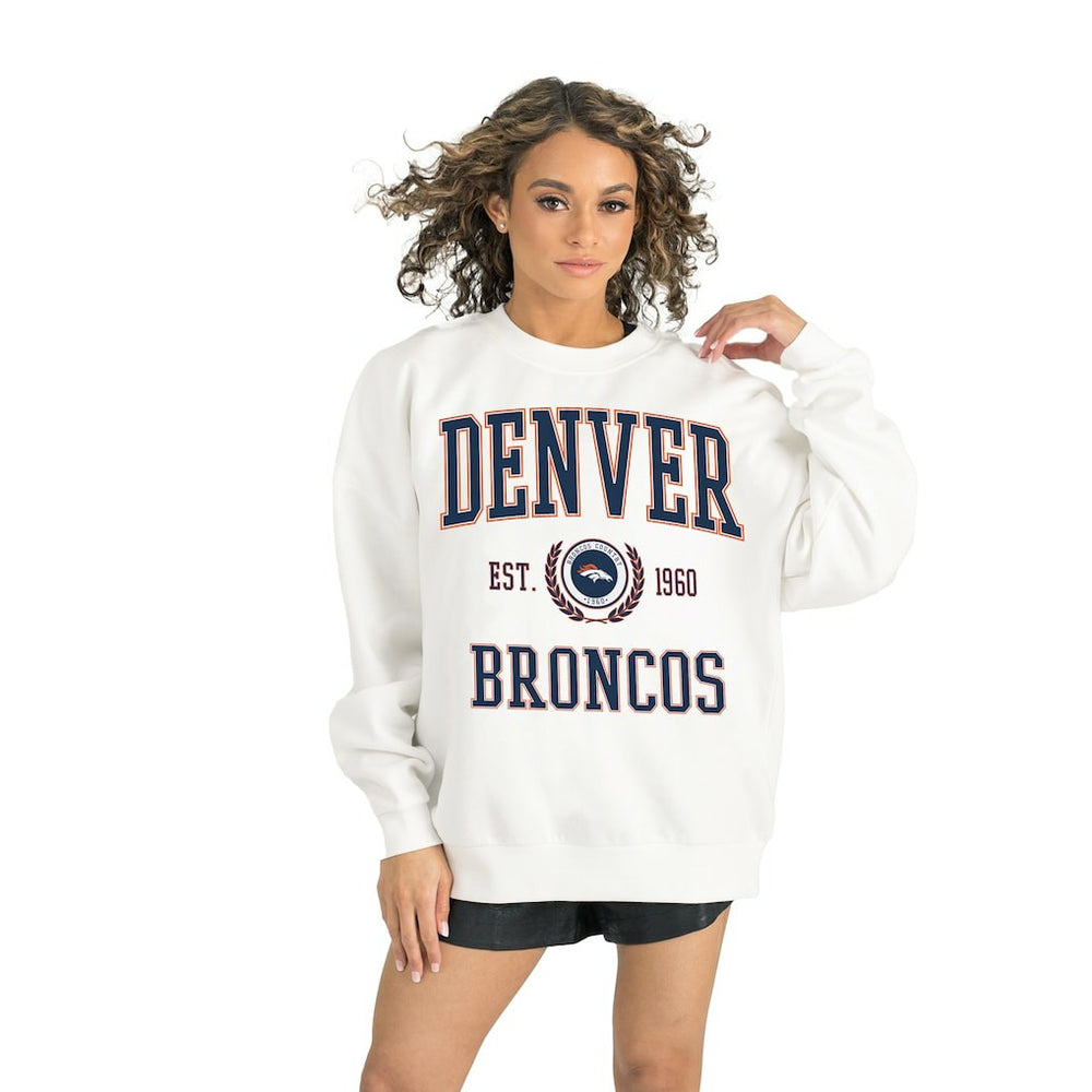 Denver Broncos Gameday Couture Women's Timeless Triumph Premium Fleece Pullover Sweatshirt - White cheap