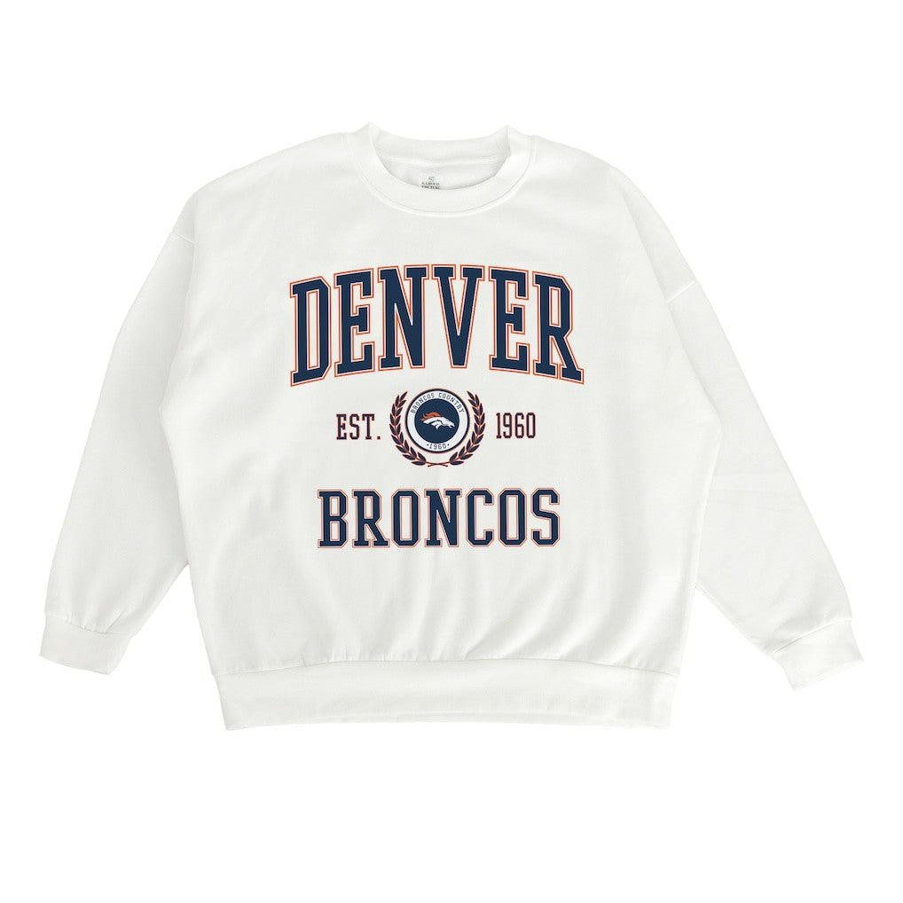 Denver Broncos Gameday Couture Women's Timeless Triumph Premium Fleece Pullover Sweatshirt - White cheap