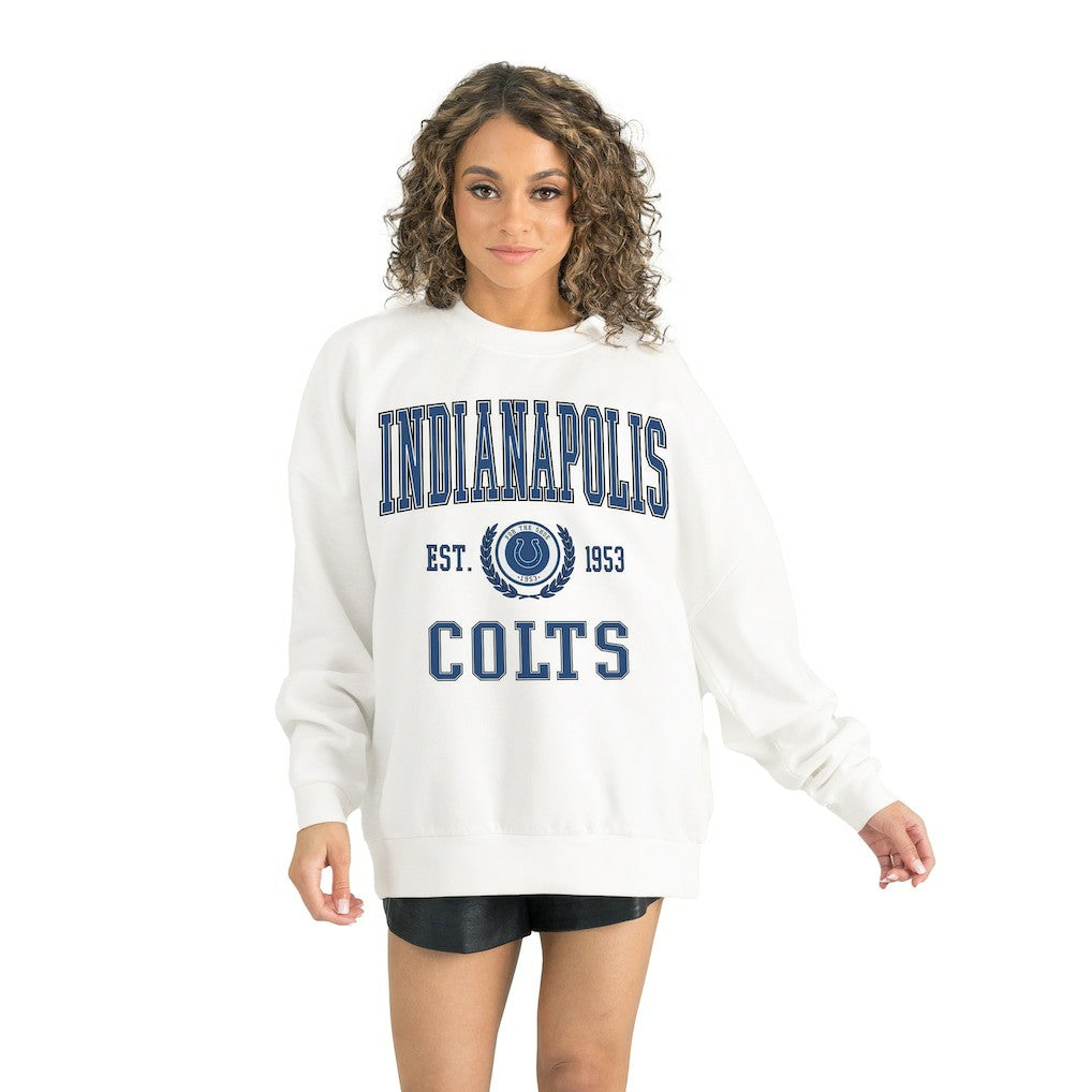Indianapolis Colts Gameday Couture Women's Timeless Triumph Premium Fleece Pullover Sweatshirt - White for sale