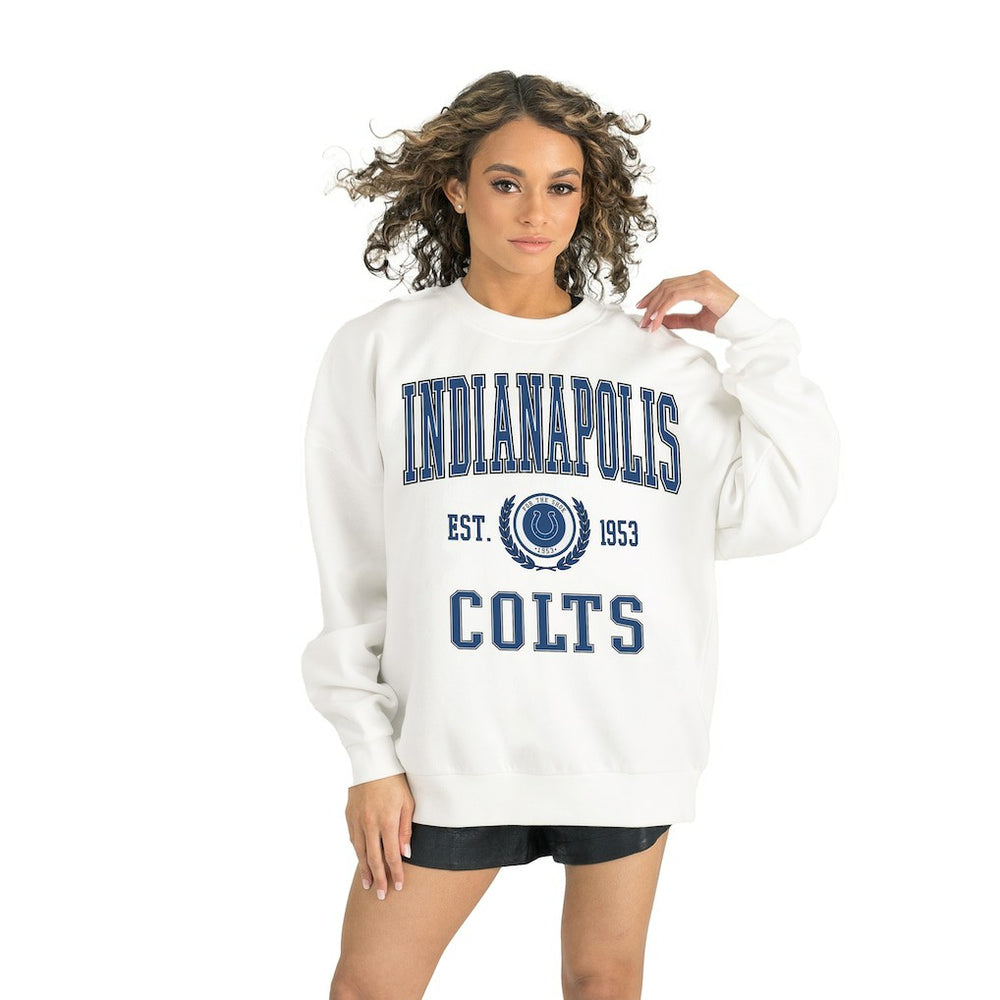 Indianapolis Colts Gameday Couture Women's Timeless Triumph Premium Fleece Pullover Sweatshirt - White for sale