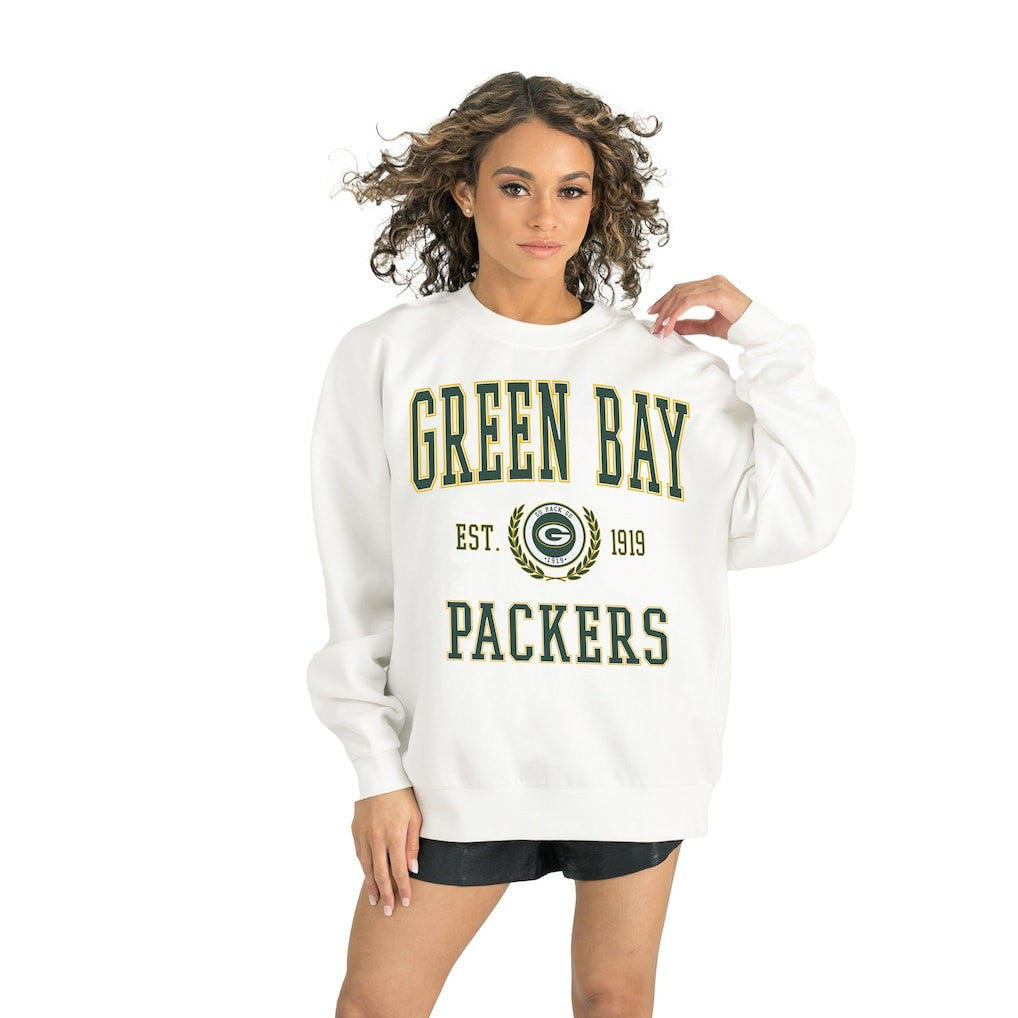 Green Bay Packers Gameday Couture Women's Timeless Triumph Premium Fleece Pullover Sweatshirt - White online