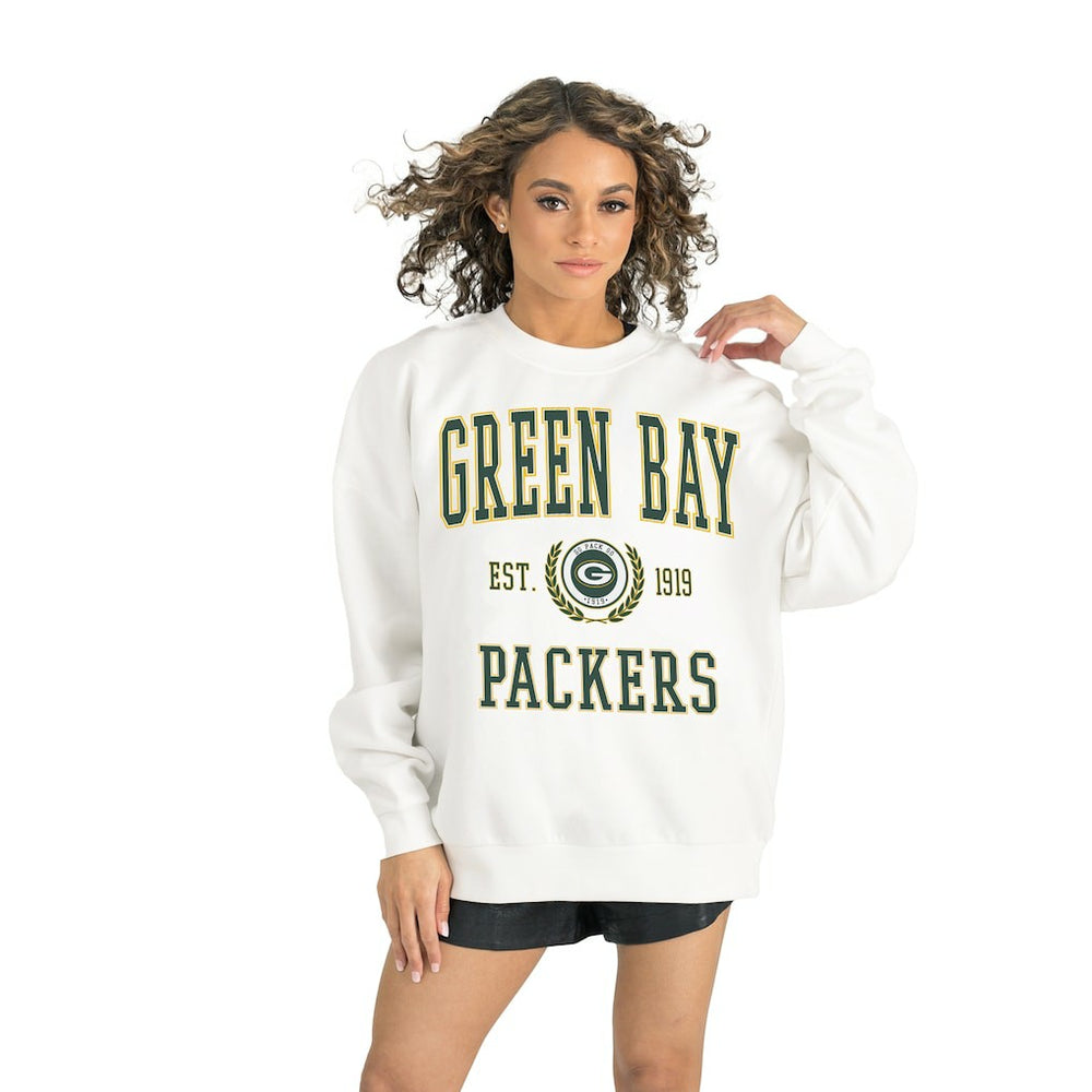 Green Bay Packers Gameday Couture Women's Timeless Triumph Premium Fleece Pullover Sweatshirt - White online