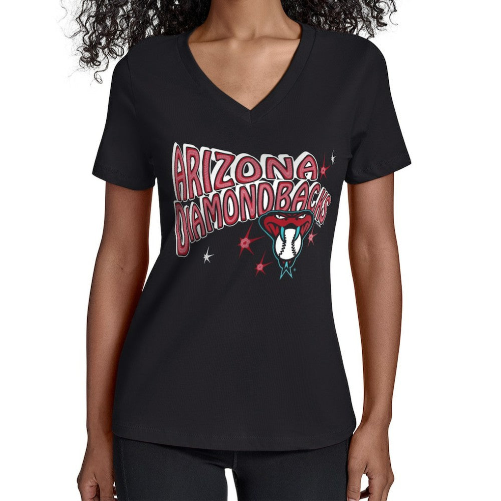 Arizona Diamondbacks Starter Women's Fireworks V-Neck T-Shirt Black