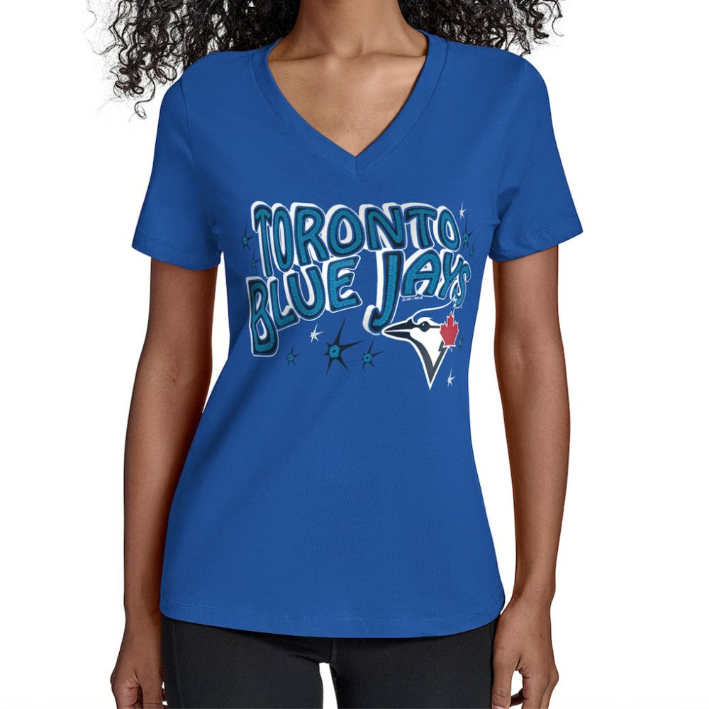 Toronto Blue Jays Starter Women's Fireworks Team Name V-Neck T-Shirt Royal