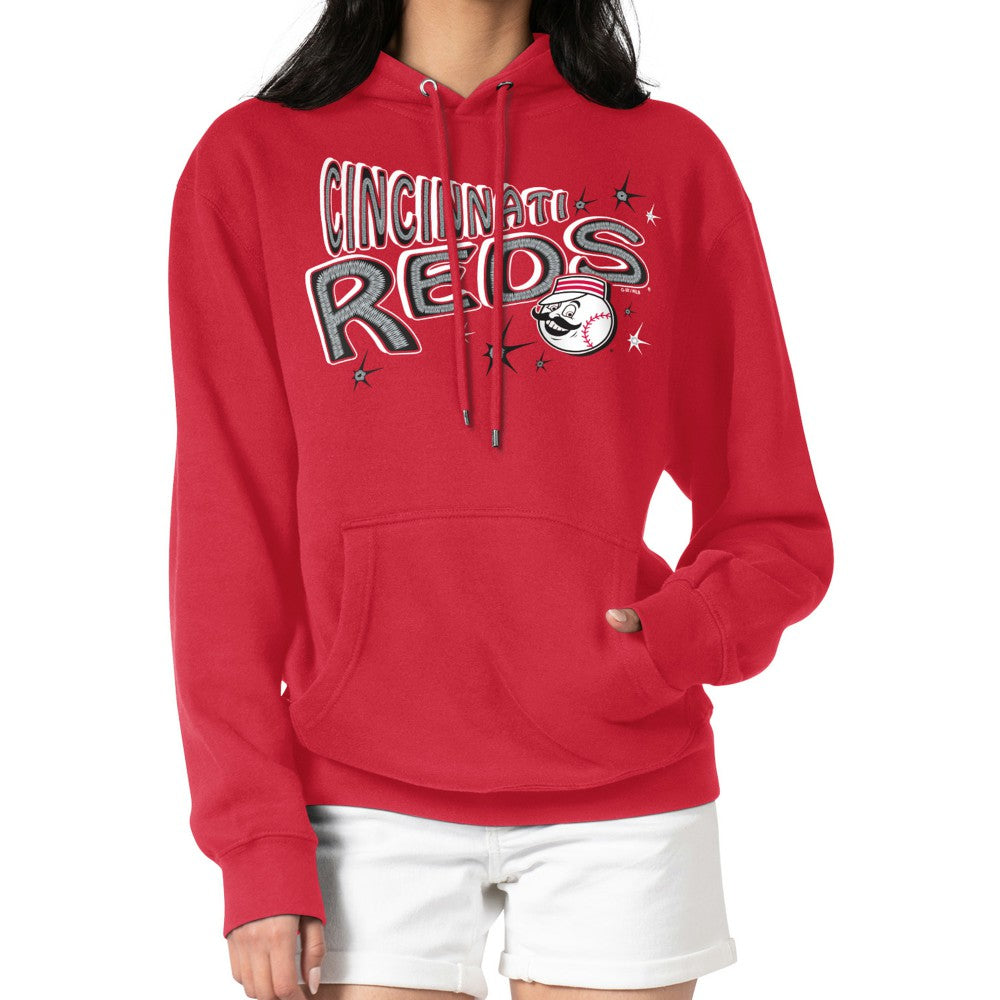 Cincinnati Reds Starter Women's Fireworks Fleece Tri-Blend Pullover Hoodie Red