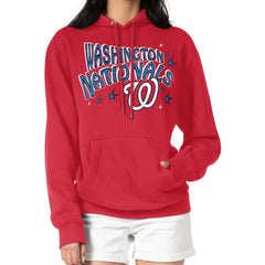 Washington Nationals Starter Women's Fireworks Fleece Tri-Blend Pullover Hoodie Red