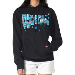 Miami Marlins Starter Women's Fireworks Fleece Tri-Blend Pullover Hoodie Black