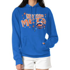 New York Mets Starter Women's Fireworks Fleece Tri-Blend Pullover Hoodie Royal