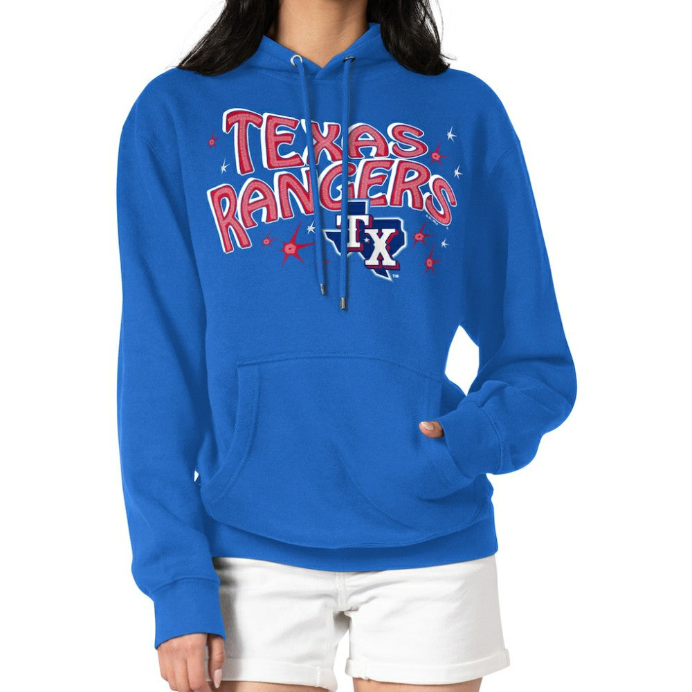 Texas Rangers Starter Women's Fireworks Fleece Tri-Blend Pullover Hoodie Royal