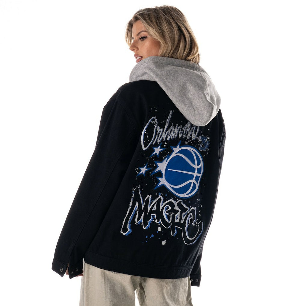 Orlando Magic The Wild Collective Unisex Full-Button Denim Hooded Jacket - Black cheap