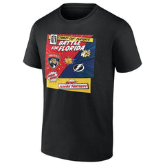 Florida Panthers vs. Tampa Bay Lightning 2025 Stanley Cup Playoffs Rivalry Comic Pop T-Shirt - Black T-shirts