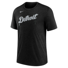 Detroit Tigers Wordmark Tri-Blend T-Shirt Heather Black