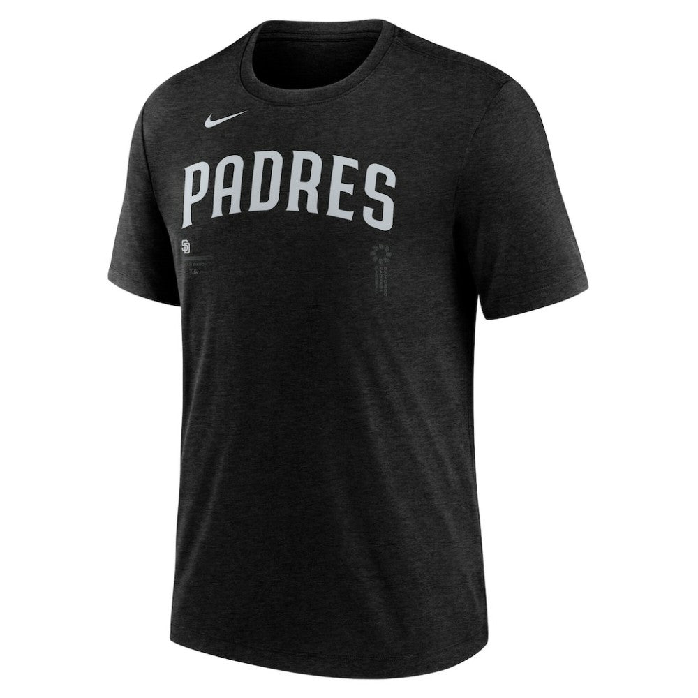 San Diego Padres Wordmark Tri-Blend T-Shirt Heather Black