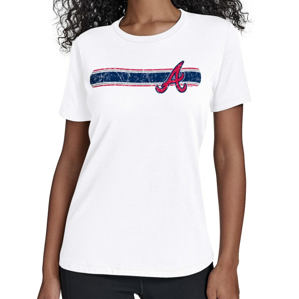 Atlanta Braves Starter Women's Team Stripe T-Shirt White