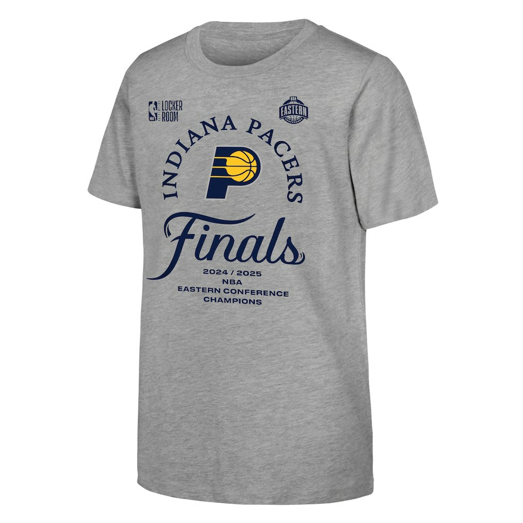 Indiana Pacers Youth Heather Gray 2025 Eastern Conference Champions Locker Room T-Shirt for sale