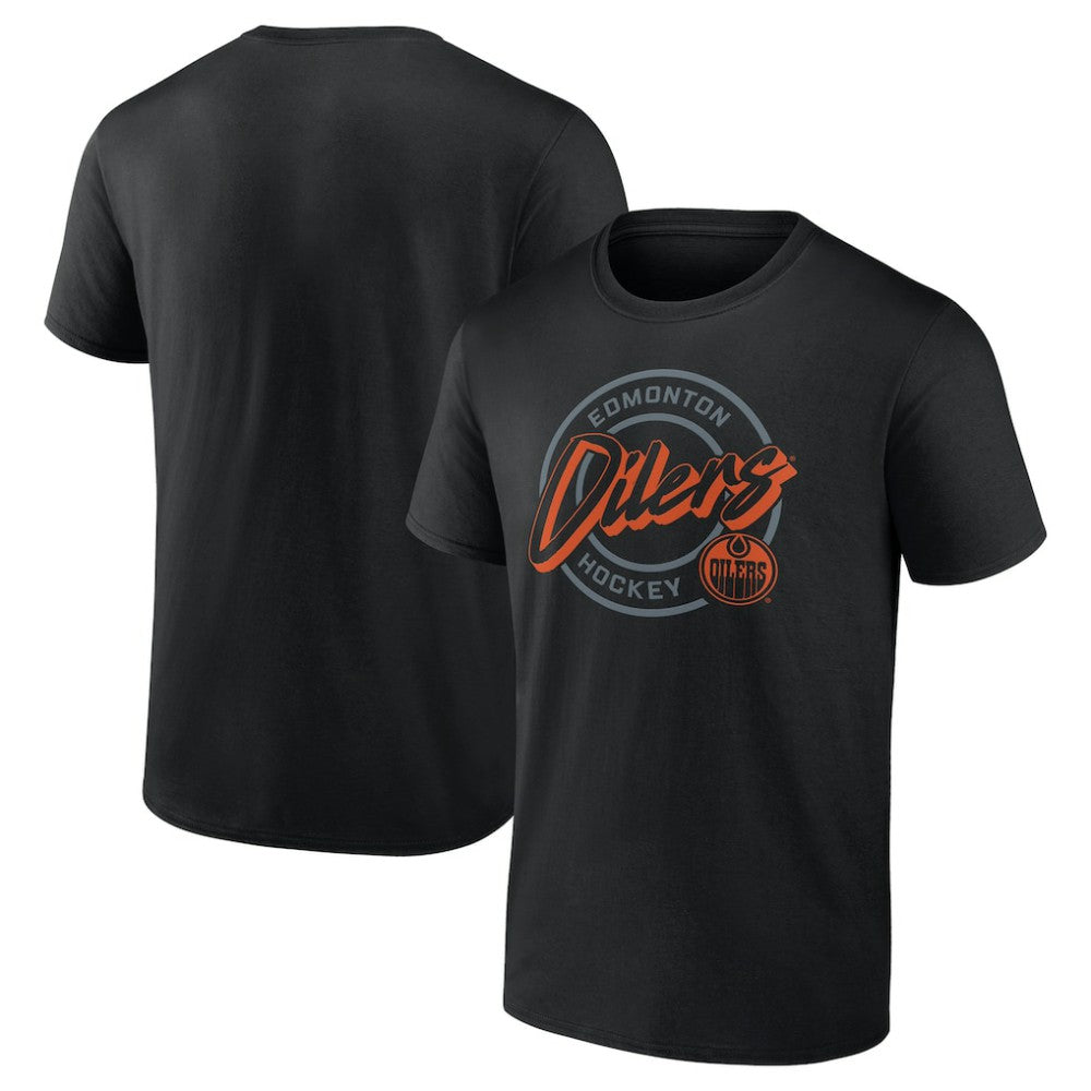 Edmonton Oilers Colorblock Puck T-Shirt - Black T-shirts