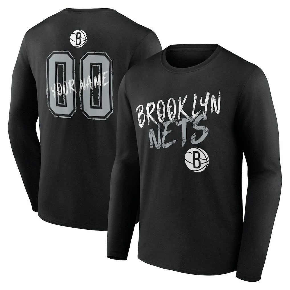 Brooklyn Nets Hustle Custom Long Sleeve T-Shirt - Black online