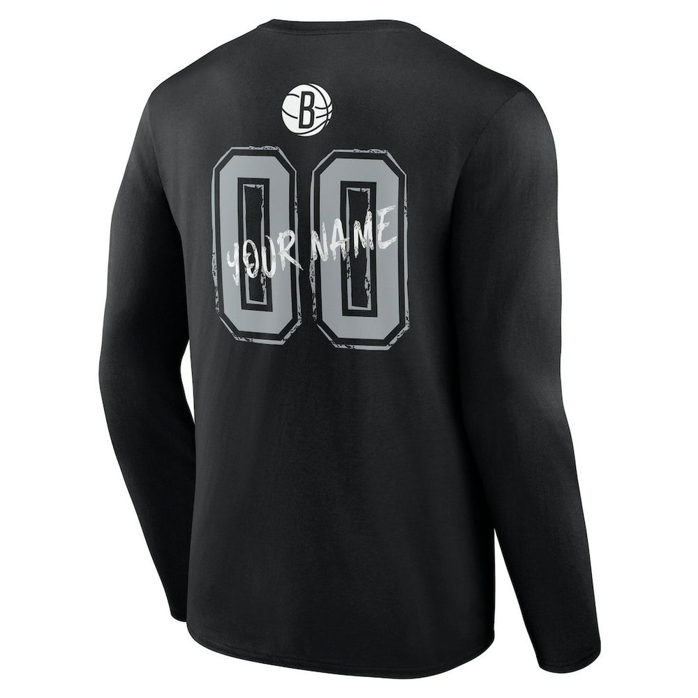 Brooklyn Nets Hustle Custom Long Sleeve T-Shirt - Black online