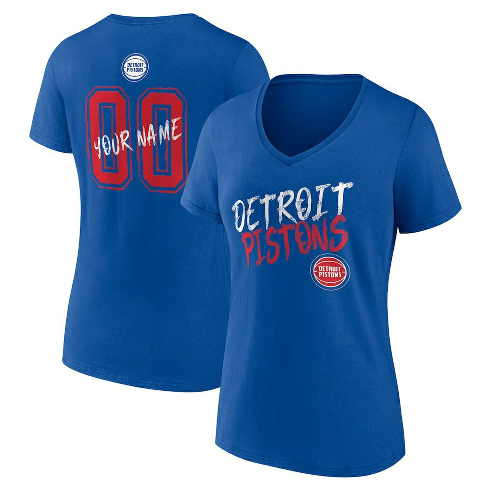 Detroit Pistons Women's Hustle Custom V-Neck T-Shirt sale - Blue for sale