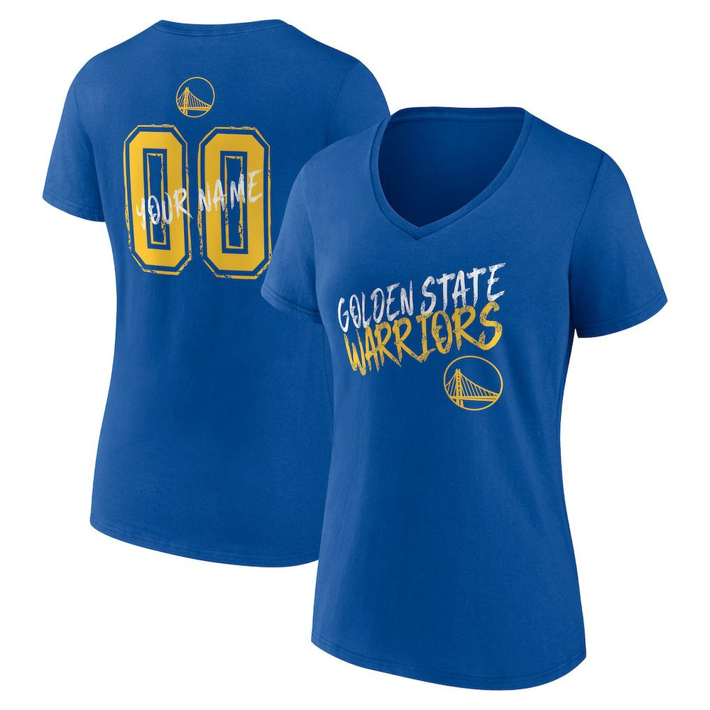 Golden State Warriors Women's Hustle Custom V-Neck T-Shirt sale - Royal for sale