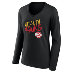 Atlanta Hawks Women's Hustle Custom Long Sleeve V-Neck T-Shirt - Black outlet